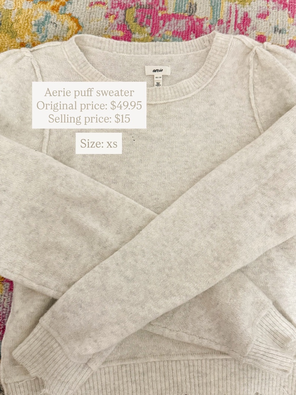 aerie Cream Puff-Sleeve Crewneck Sweater